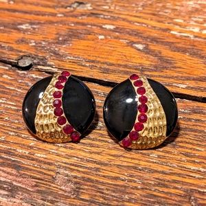 Vintage Statement Black & Gold Earrings